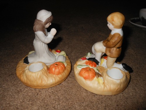 1988 HOUSE OF LLOYD ''THANKSGIVING PRAYER'' PILGRIM CANDLESTICKS, 31-332, IN BOX - Picture 3 of 11