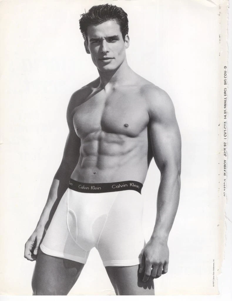 1997 CALVIN KLEIN 2 PAGE PRINT AD MEN UNDERWEAR GUY WITH BULGE PHOTO GAY INTENT
