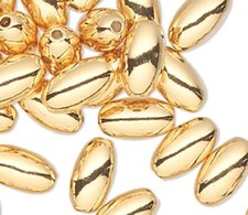 Bead, 100 Gold Plated Brass 5x3mm OVAL Spacer with 0.5mm Hole