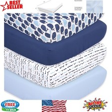 4-Pack Durable Nautical Crib Sheets - Ultra-Soft  Machine Washable Comfort