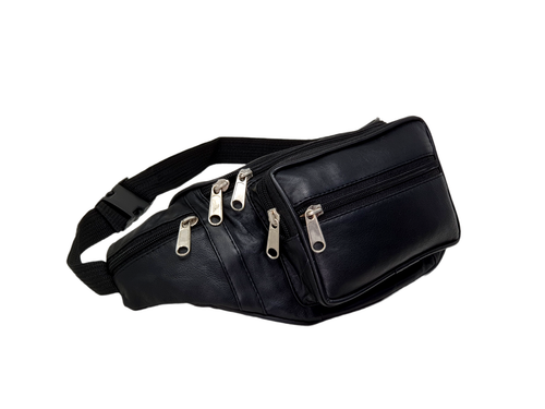 Genuine Soft Black Leather Quality Waist bag Bum Bag Travel pouch pack #1006 - Picture 5 of 9