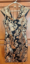 GUESS Velvet Sequin Dress Gold/Black Size 4 NEW w/ TAGS