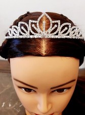 Silver Wedding Bridal Crown Rhinestone Party Pageant Tiara with side combs