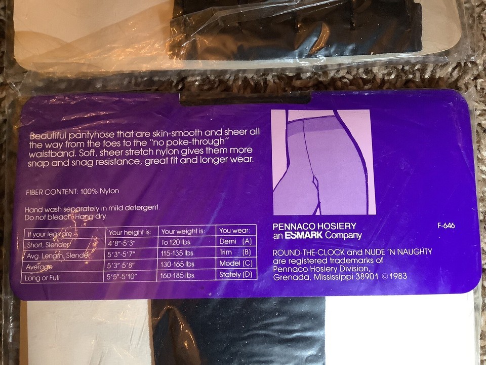 Lot of 4 Round the Clock sheer to waist pantyhose, French Navy, size