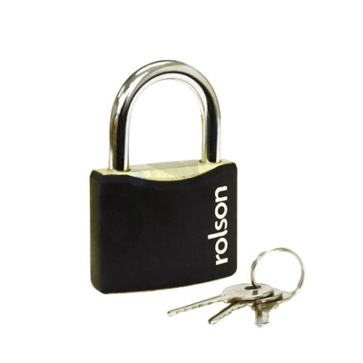 Rolson Stahl Vorhängeschloss schwarz 3 Schlüssel 60 mm Outdoor Sicherheits-Vorhängeschloss (defekte Verpackung)
