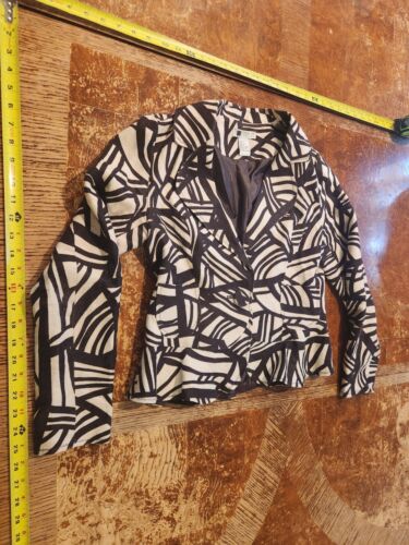 Carole Little Jacket Large Tan Brown Prints Butto… - image 1