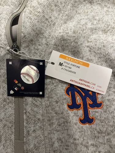ANTIGUA MENS NEW YORK METS COURSE 1/4 ZIP BEIGE SIZE Medium NWT - Picture 2 of 3