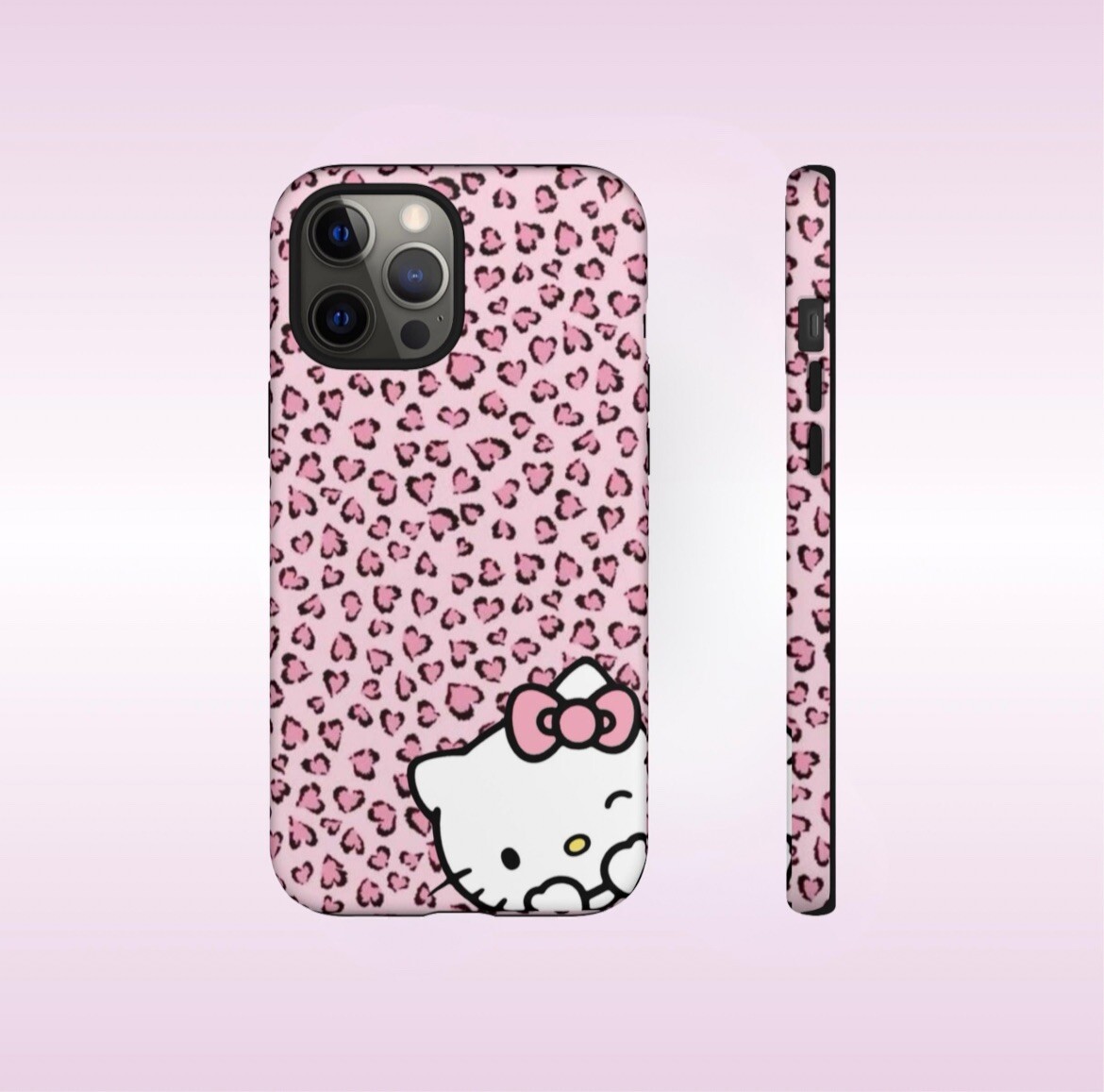 Hello Kitty Phone case with Cheetah Print-Cute for Girls-Protective Cover