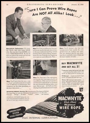 Macwhyte Wire Rope 1940 Macwhyte Kenosha Wisconsin Whyte Strand Preformed Wire Ropes Print ...