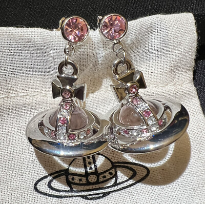 Vivienne Westwood Pink 3D orb Saturn Drop earrings#030 | eBay