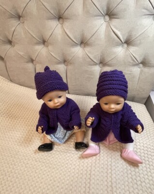 Puppenkleidung 2 tlg Gestrickte Puppen 43cm Babypuppe Puppe Mütze  Pulli