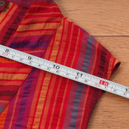 Kenzo Paris Vintage Womens Multicolor Crazy Striped Silk Crop Blouse Top size 36 - Picture 7 of 8
