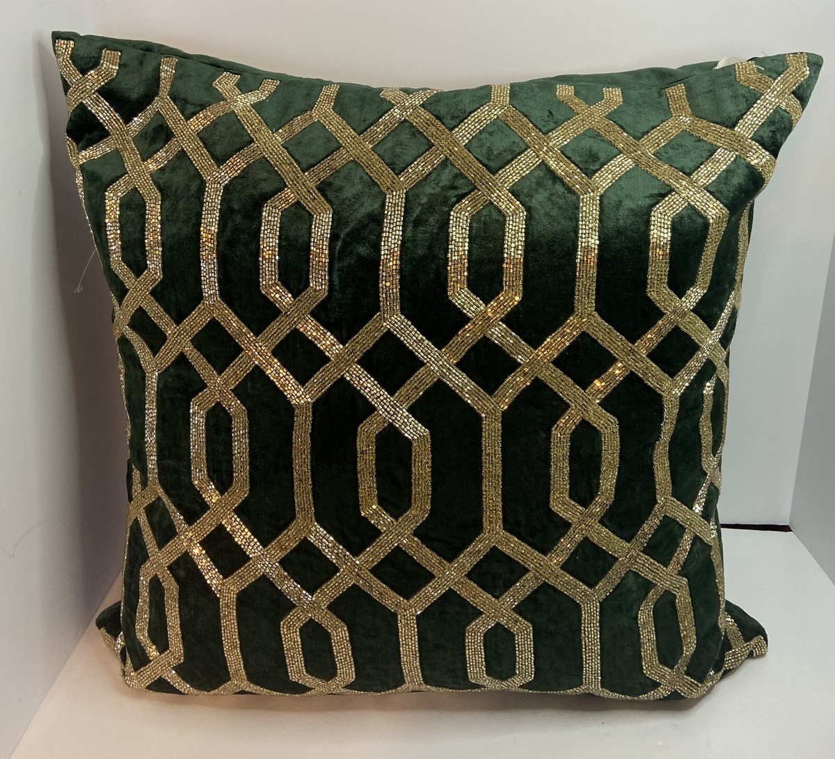 Rectangular Black And Gold And Green Pillow Throw Pillow In Lg Art