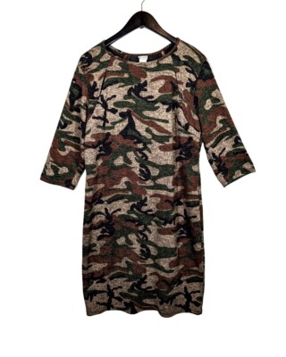 camo knit dress VAMP Camo Sweater Dress Fall Country Girl Plus Size 1X Stretchy Knit Midi  Sheath