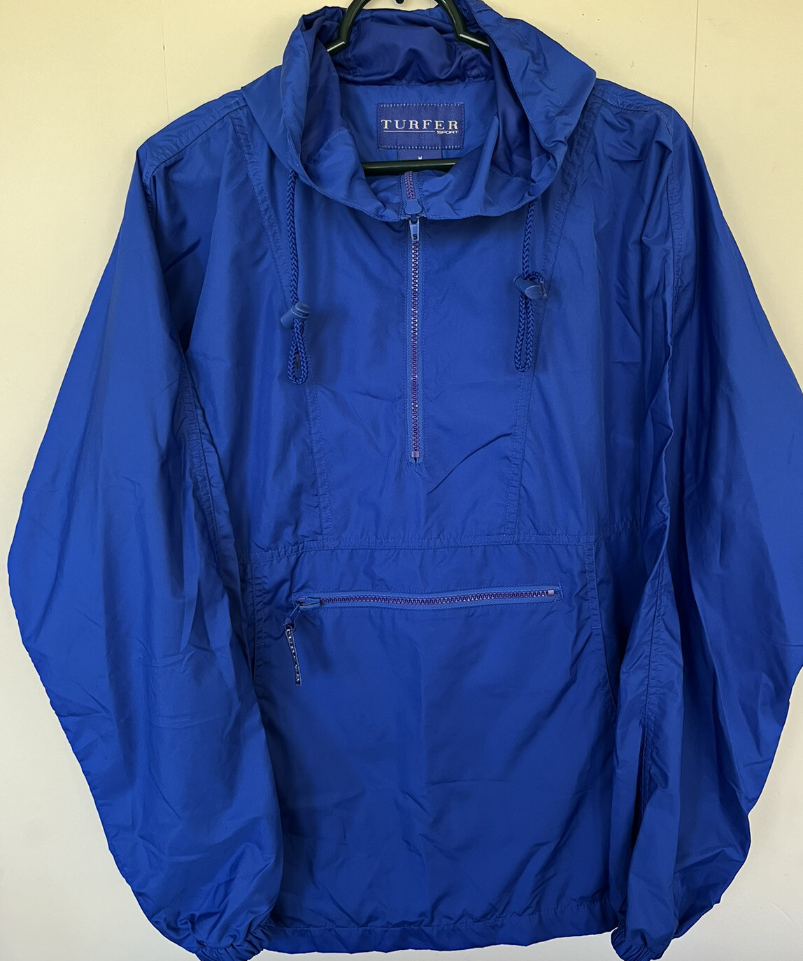 Turfer Sport M Royal Blue 1/2 Zip Hooded Pullover Windbreaker Missing ...