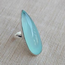 Elegant Blue Chalcedony Gemstone 925 Sterling Silver Handmade Ring All Size