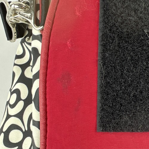 Petunia Pickle Bottom Boxy Backpack Style Diaper Bag black/white/red 15"x14" - Picture 7 of 8