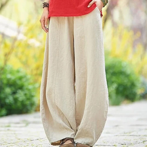 Linen wide-leg trousers for women - Picture 3 of 39