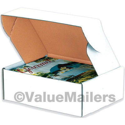 50 - 11 1/8 x 8 3/4 x 4 White Front Tab Lock Protective Shipping Mailer Box