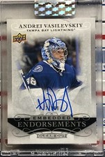 2019-20 UD CLEAR CUT ANDREI VASILEVSKIY, #EE-AV, AUTO, EMBEDDED, SERIAL #27/99