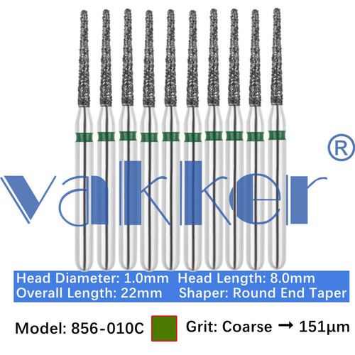 10pc/pk Vakker Dental FG Diamond Burs Round Long/ Round End Taper for High Speed - Picture 43 of 77