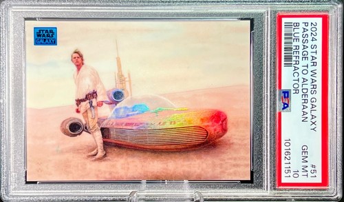 2024 Star Wars Galaxy Passage to Alderaan 51 Blue Refractor /150 PSA 10 GEM MINT - Bild 3 von 5