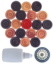 Carrom Playing Coins and Powder for kids and adult| 24 Wooden Coins | 1 Striker