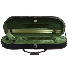 Half Moon Shaped Violin Case 4/4 Full Size, Black/Green, 4 Lbs