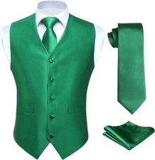 Classic Men Paisley Design Dress Vest and Neck Tie Hankie Set For Suit or Tuxedo