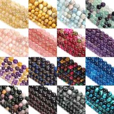 Natural Stone Beads Tiger Eye Amethyst Agate Round Loose Spacer Baes For Making