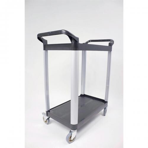 2-Shelf Utility Tray Trolley Capacity 80kg Locking Castors Catering VAT Incl