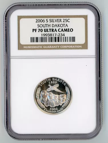 2006-S Silver Proof South Dakota 25C -  NGC PF70 UCAM State Quarter Ultra Cameo