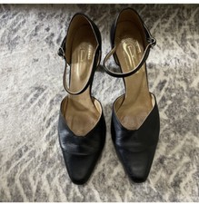 Freed of London Ladies Dance Shoes Black Leather 9 M Heels Mary Janes