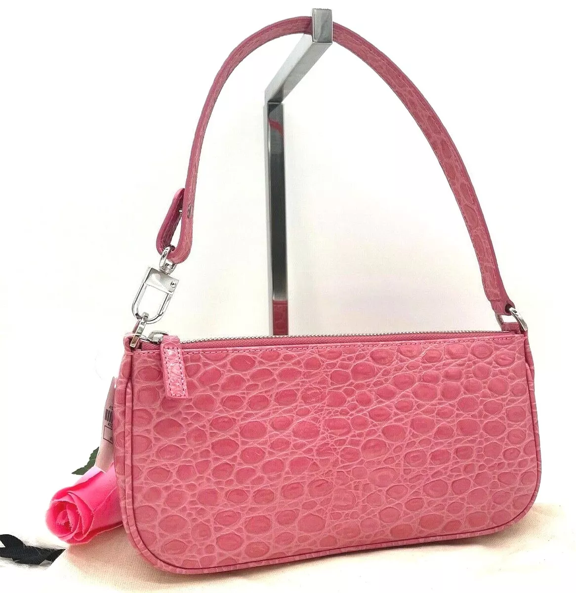 Mini rachel lilac circular croco embossed leather bag