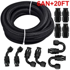 New 6AN - AN6 Black Nylon Braided E85 PTFE Fuel Line 20ft 10 Fittings Hose Kit