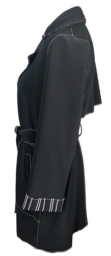 CHICO'S Travelers Contrast Trim Trench Coat Women’s Chico’s Size 0/4-6 - Picture 3 of 9