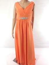 Fashion Classic Gorgeous F15 Womens Dress Chiffon Maxi Sleeveless Orange Size 12