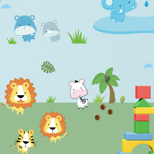 Wandkings Baby Safari Tiere Wandsticker, Megapack Set, 80-Aufkleber 260 x 70 cm - Bild 1 von 4