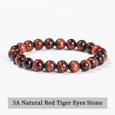 Natural Stone Beads Bracelet Triple Protection Bangle Tiger Eye Crystal WomenMen