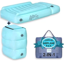 Portable Inflatable Airplane Bed and Foot Rest for Kids Toddler Plane Travel Set