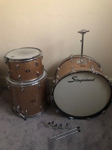 Slingerland Drums 3Piece Set Champagne Sparkle Black and Gold Badge