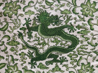 Scalamandre Chi en Dragon Fabric Jade Green Linen 3 Yards