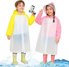 Regenponcho Kinder - 2 St&uuml;ck Wasserdicht Reusable, Regencape mit Kapuze