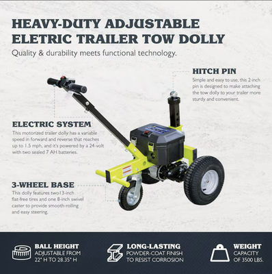#ad Tow Tuff Electric Trailer Mover 3500 Lb Capacity New Authentic Free shipping $609.99