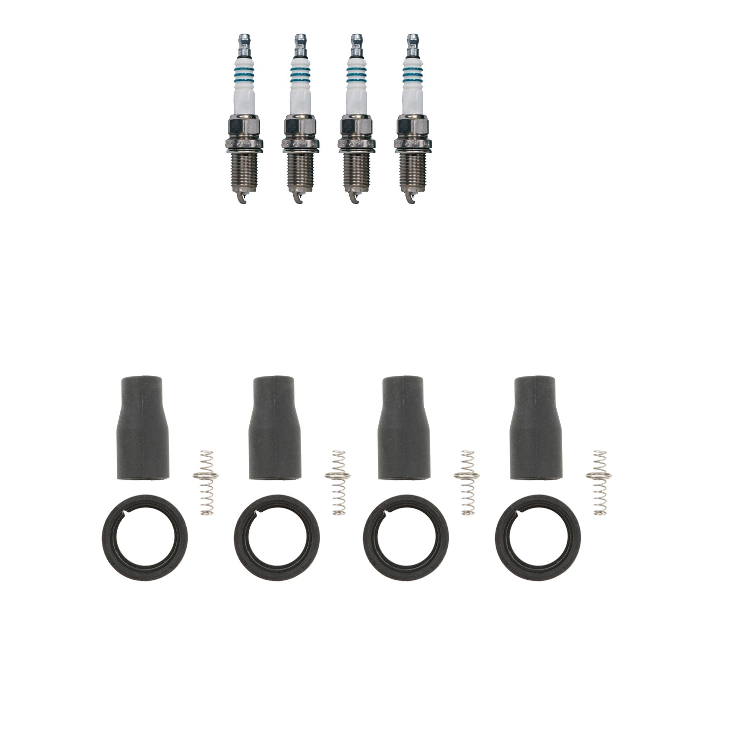 Denso 4 Iridium Power Plugs  NGK Ignition Coil Boots Kit for Kia Optima 2.4L L4
