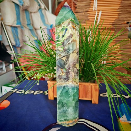 6,82 lb Pulido y curación de torre de cristal de fluorita de color natural 3100 g - Imagen 6 de 15