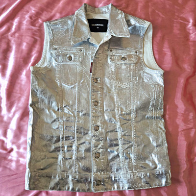 DSQUARED2 2016-2017 Men's Silver Denim Vest Size IT50