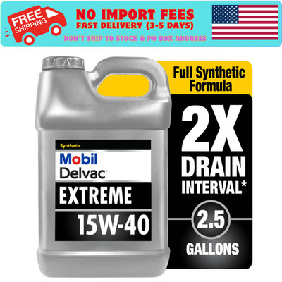 Mobil Delvac Extreme Heavy Duty Full Synthetic Diesel Engine Oil 15W-40, 2.5 Gal