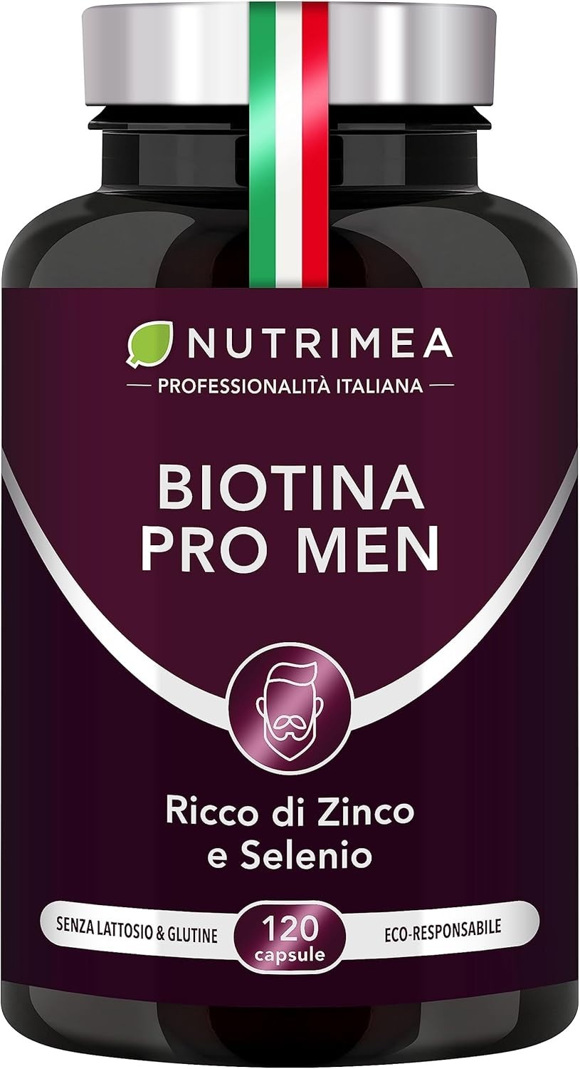 Biotina PRO MEN Vitamina B8 | Zinco e Selenio per Capelli Deboli