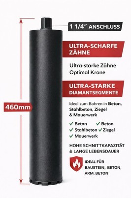 Diamantbohrkrone Kernbohrkrone Nass Trocken 27- 245 mm   SDS PLUS